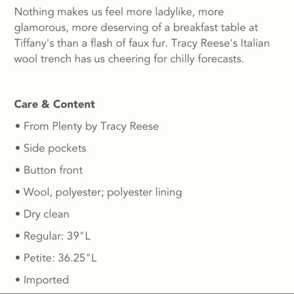 Plenty by Tracy Reese Montaigne coat with faux fur 🧡 - Picture 5 of 6